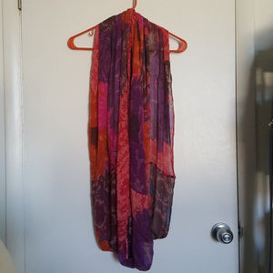 Anthropologie Red Purple Flower Infinity Scarf